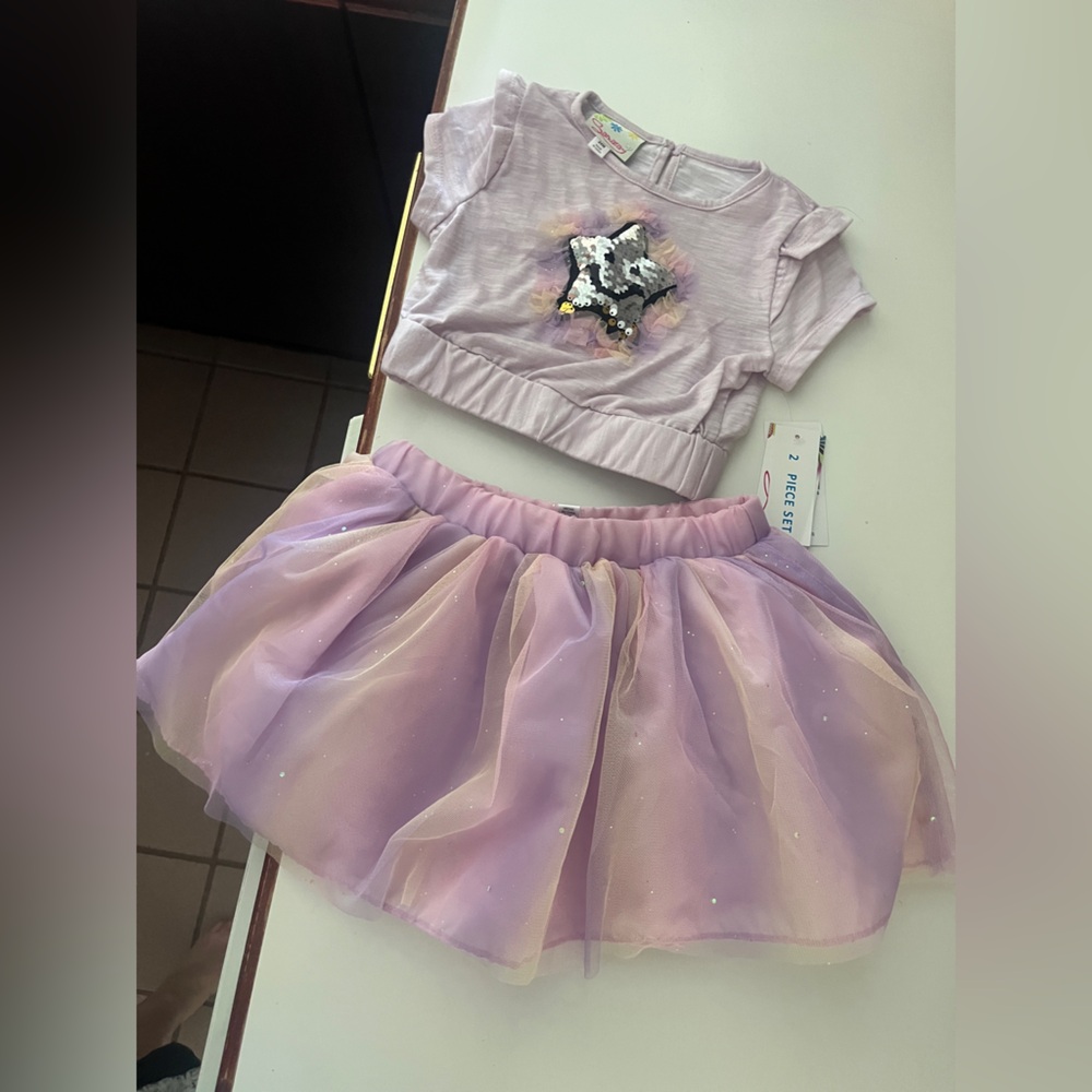 NWT Samara sparkly infant girls Lilac smiley outfit size 24 months